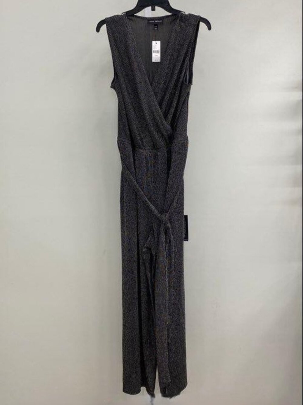 NWT LANE BRYANT BLACK SILVER SHIMMER STRIPE PANT JUMPSUIT LADIES SIZE 14/16